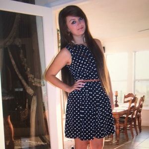 🌴🌴Navy blue with white polka dots dress🌴🌴